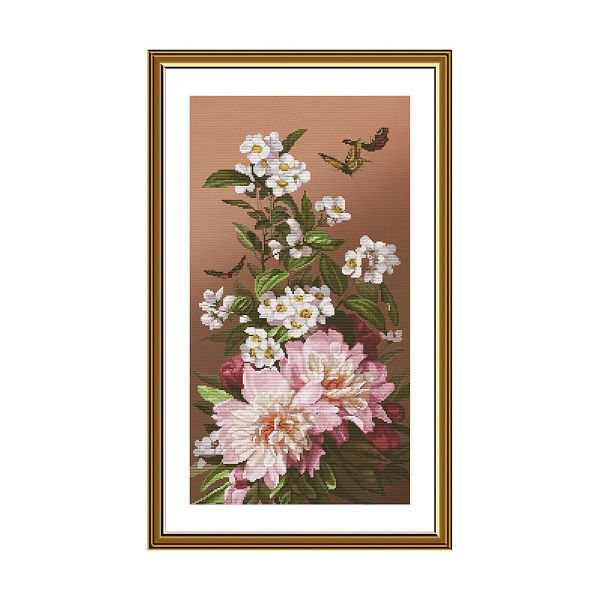 Набор для вышивания нитками Нова Слобода, Пионы и жасмин 27х50 см