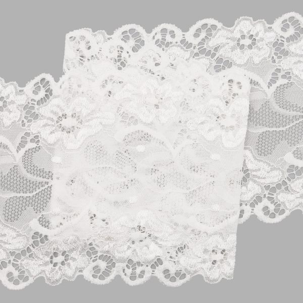 Кружево бельевое эластичное 150 мм / 3.4 метра, цвет белый