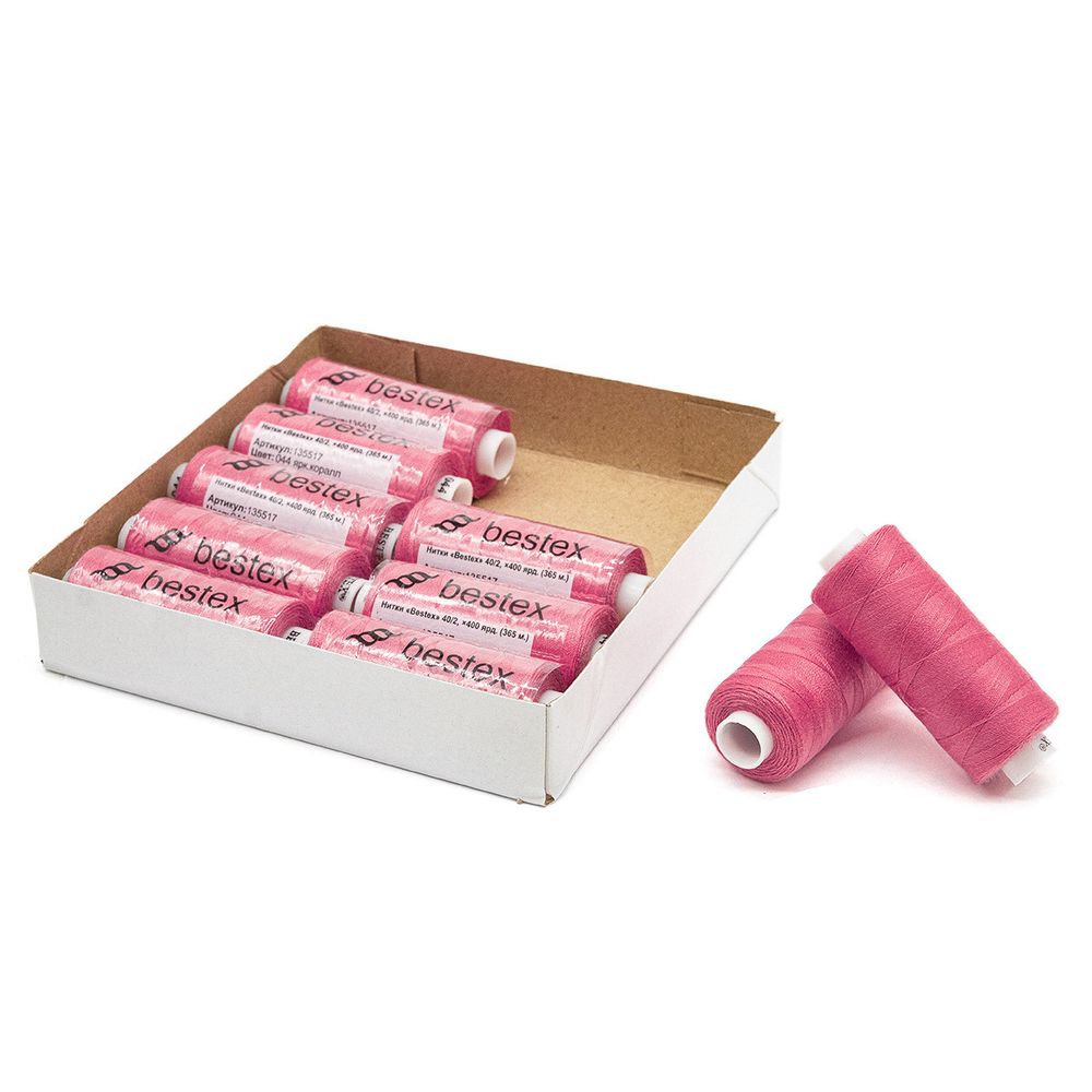 Нитки швейные бытовые Bestex 40/2, 365 м (400 ярд) / 10 кат., 044 кораллово-розовый