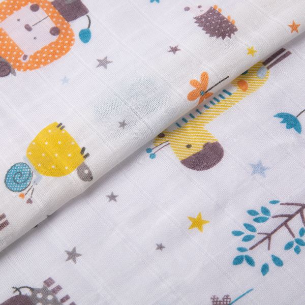 Ткань муслиновая 105 г/м², в нарезке 100х125 см, 16-сказочные жители, Peppy