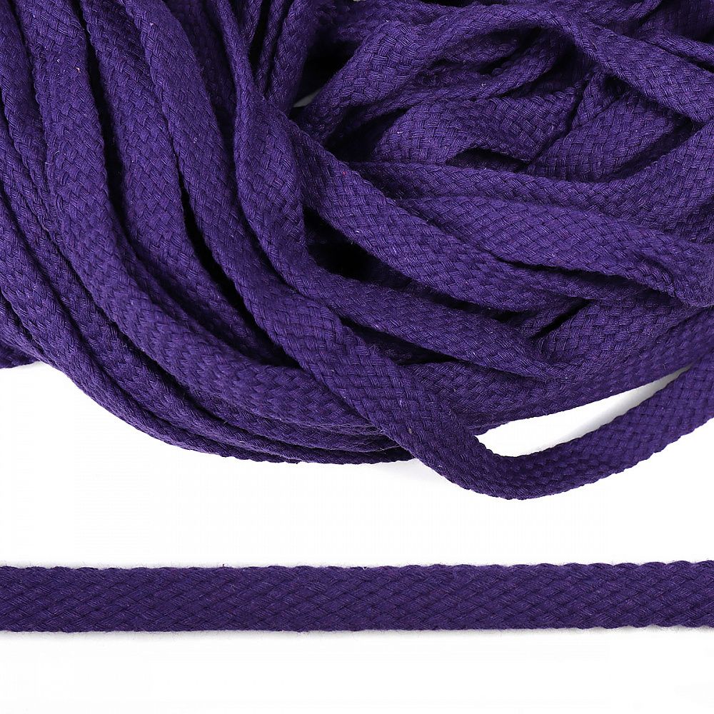 Шнур плоский плетеный х/б 12.0 мм / 50 метров, турецкое плетение 027 фиолетовый
