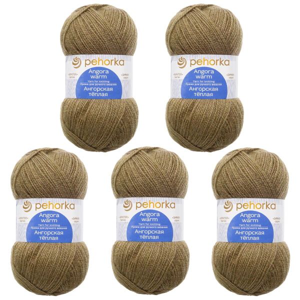 Пряжа Пехорка Ангорская теплая / уп.5 мот. по 100 г, 480 м, 478-Защитный