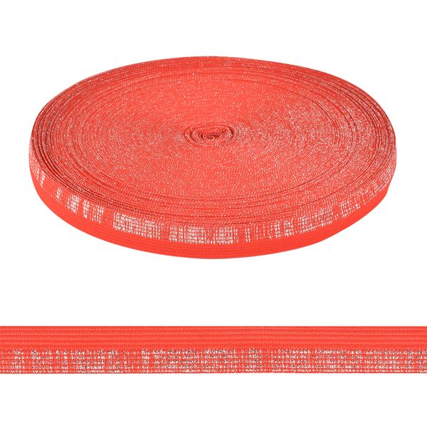 Тесьма (лента) окантовочная 18 мм / 50 метров, вязаная, 6901 цв.красный с серебром