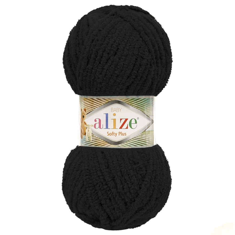 Пряжа Alize (Ализе) Softy Plus / уп.5 мот. по 100 г, 120м, 1060 черный