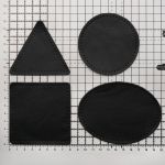 Набор заплаток пришивных из кожи, круг, квадрат, треугольник, овал 8см, с перфорацией, 4 шт (01 черный), 9743