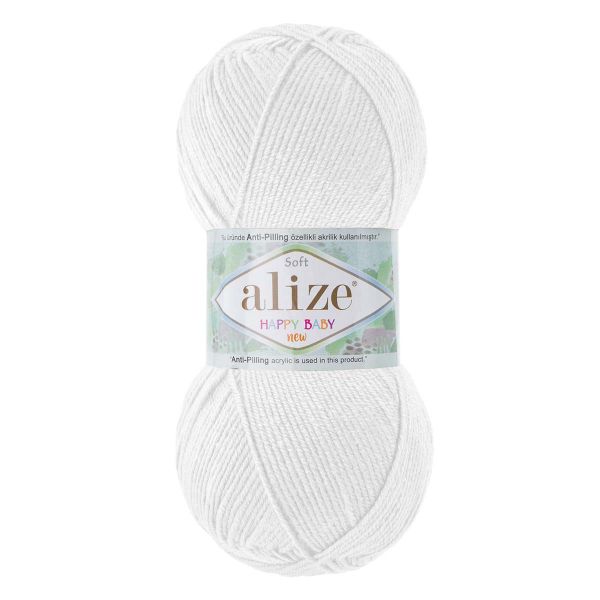Пряжа Alize (Ализе) Happy Baby New / уп.5 мот. по 100 г, 320м, 55 белый