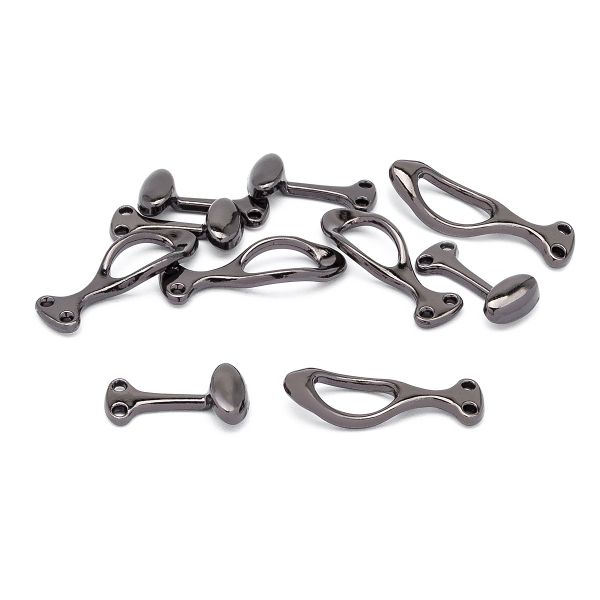 Крючки пришивные декоративные 36х10 мм, олово (чер.никель)), 6 шт