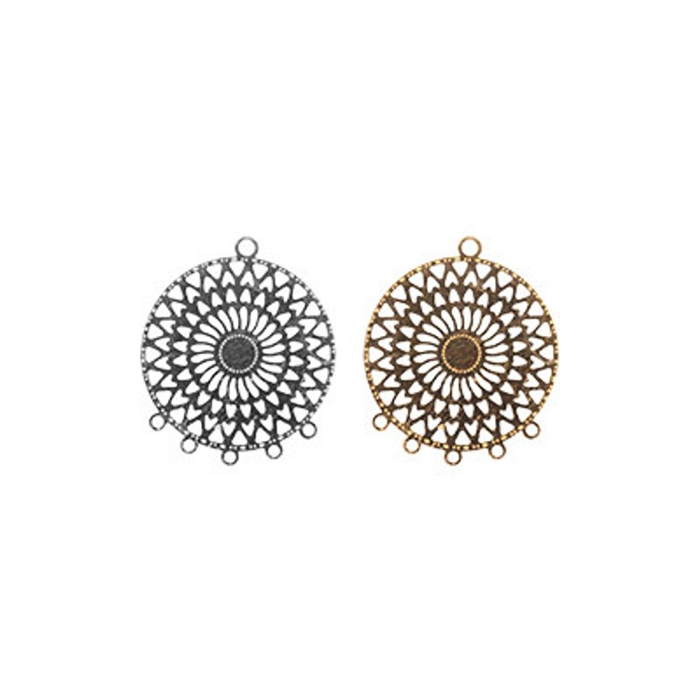 Филигранные элементы для бижутерии 2.2 см, круг с петлями, 4 шт, золото, Zlatka FDP-013