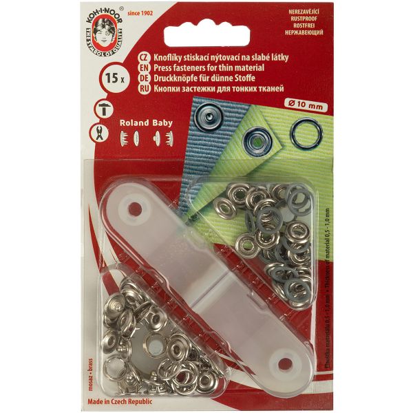 Кнопка рубашечная (джерси) открытая ⌀9.7 мм, 15 шт, 956 серый, (1213-030 №2), KOH-I-NOOR BABY