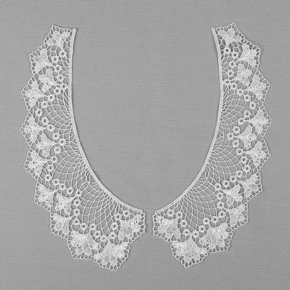 Пришивной кружевной воротник гипюр 21х6см, TR.12600, цв.01 белый, 50 комп, Kruzhevo
