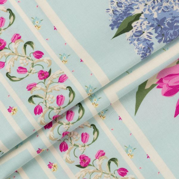 Ткань для пэчворка Peppy Весенний этюд панель, отрез 60х110 см, 146 г/м², ВЭ-02 голубой, Peppy