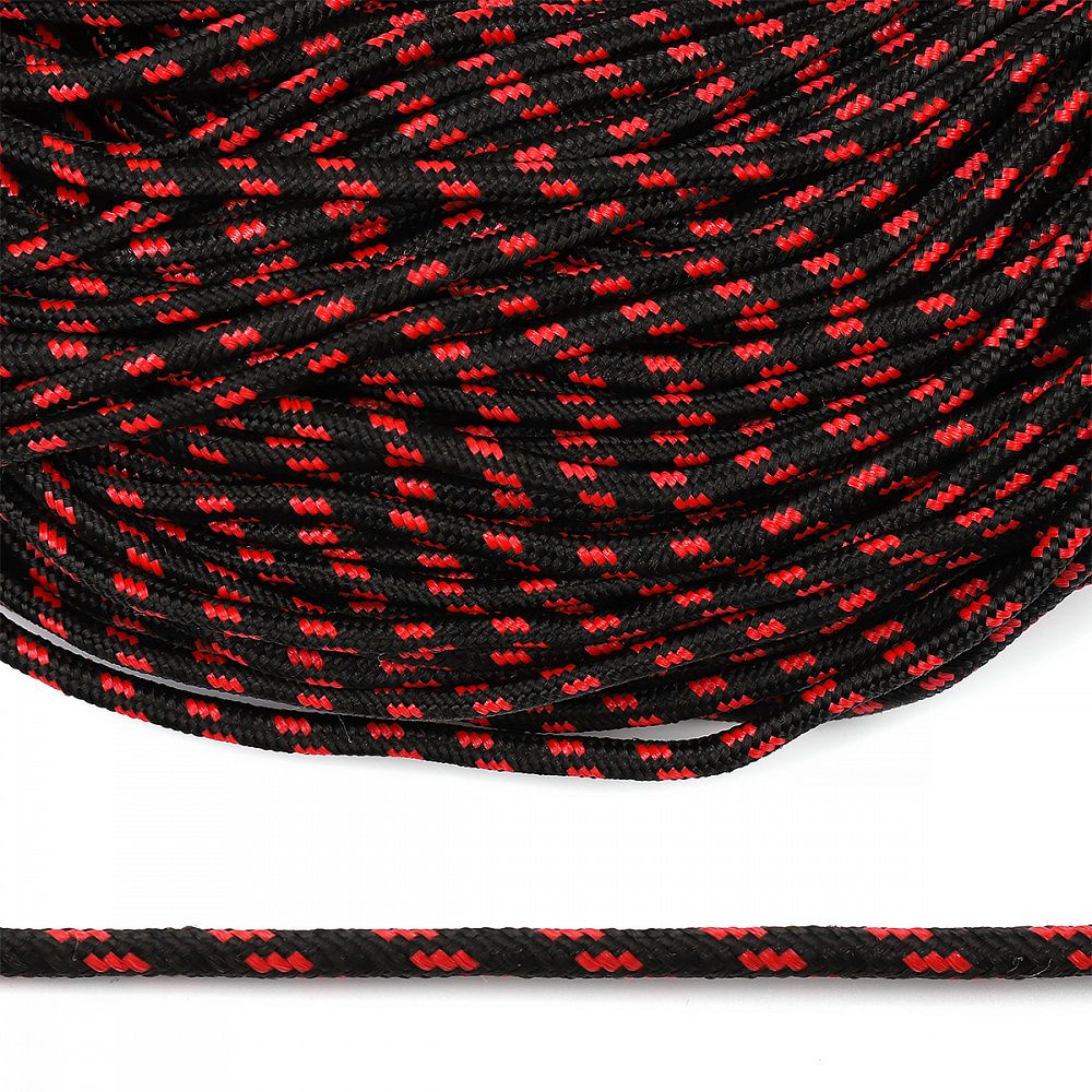 Шнур полипропилен круглый 5.0 мм / 100 метров, 1с-5 плетеный черно/красный