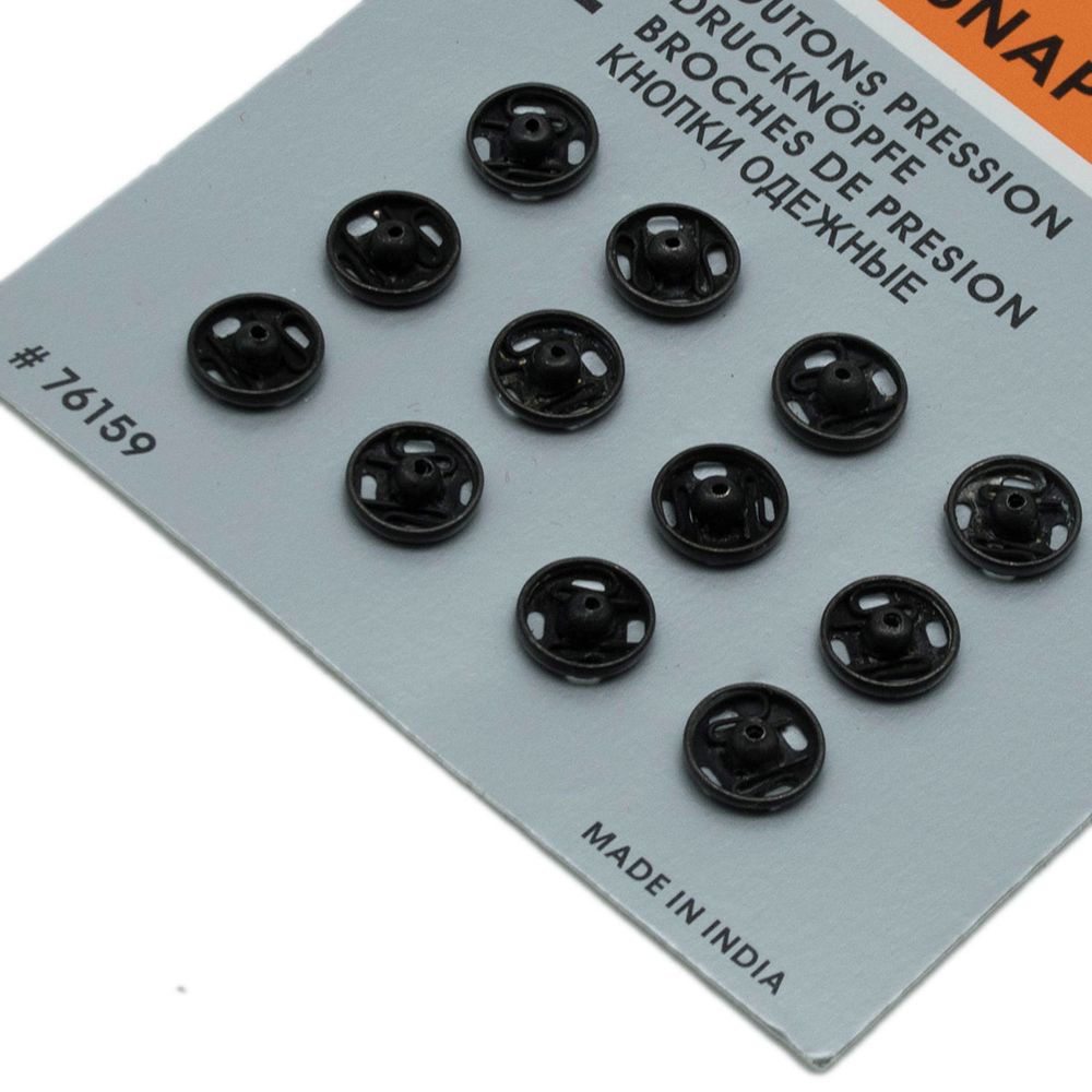 Кнопка пришивная металл ⌀9.0 мм, черные, 12 шт, Pony