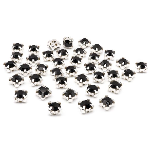 Хрустальные стразы в цапах/серебро, 6мм, 40 шт/упак, Astra&Craft (38 черный), 4AR169/176