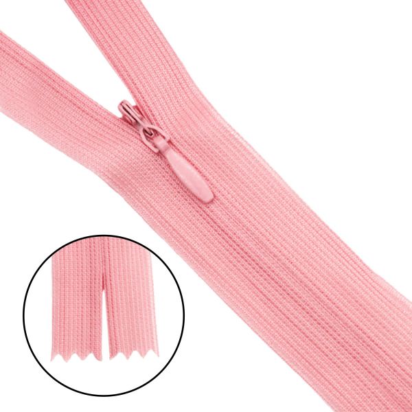 Молния потайная (скрытая) Т3 (3 мм) 1 зам., н/раз., 50 см, нейлон, F151 лосось, 10 шт