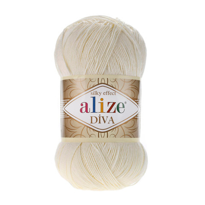 Пряжа Alize (Ализе) Diva / уп.5 мот. по 100 г, 350м, 383 молочный A