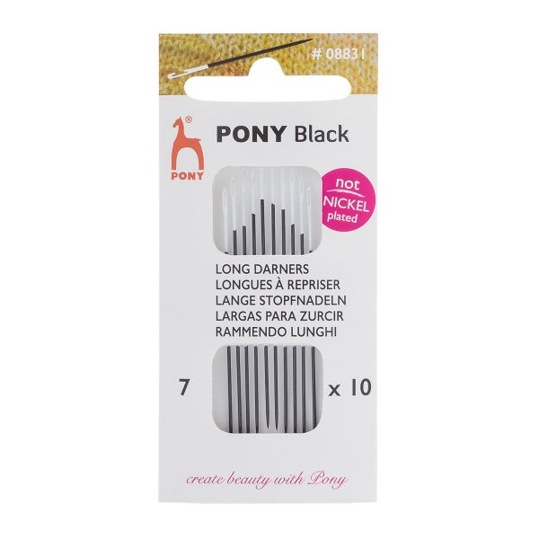 Иглы ручные для штопки длинные Long Darners Black №7 c белым ушком, 10 шт, Pony, 08831