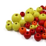 Бусины дерево набор со шнуром 6, 8, 10, 12 мм, красный микс, 21 г, 90 шт/упак, Astra&Craft, 160814