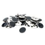 Пуговицы на ножке 40L (25мм), пластик (Black/S черный с серебром), RBz-94, 36 шт