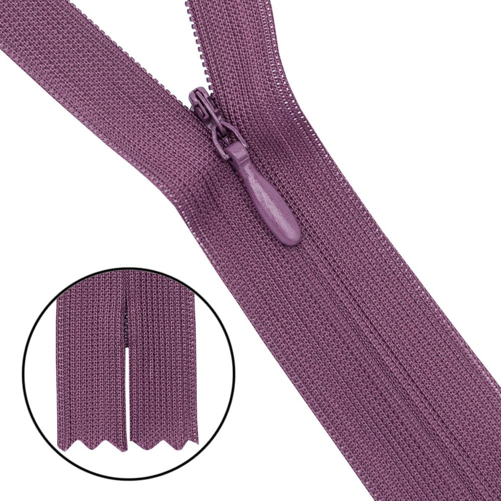 Молния потайная (скрытая) Т3 (3 мм) 1 зам., н/раз., 50 см, грязно-сирен., нейлон, 31325 / 50, 10 шт