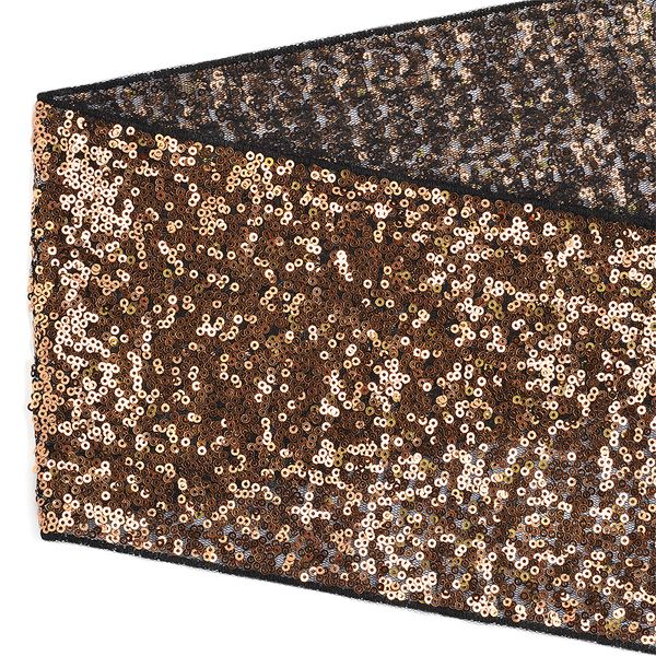 Тесьма с пайетками на сетке 150мм черный+розовое золото, уп.13.7м