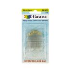 Иглы ручные для шитья №3-9, 20 шт, острые, Gamma N-301