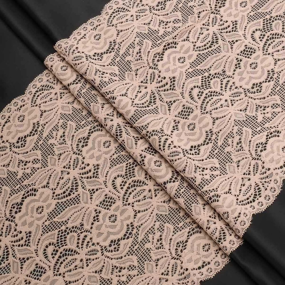 Кружево бельевое эластичное 300 мм / 3.4 метра, цвет телесный