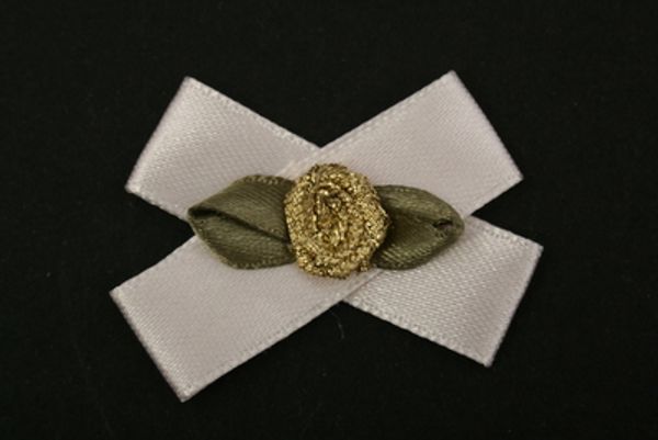 Цветочки пришивные 3х4 см, атласная на банте, 10 шт, 49 розовый-золотой, Blitz