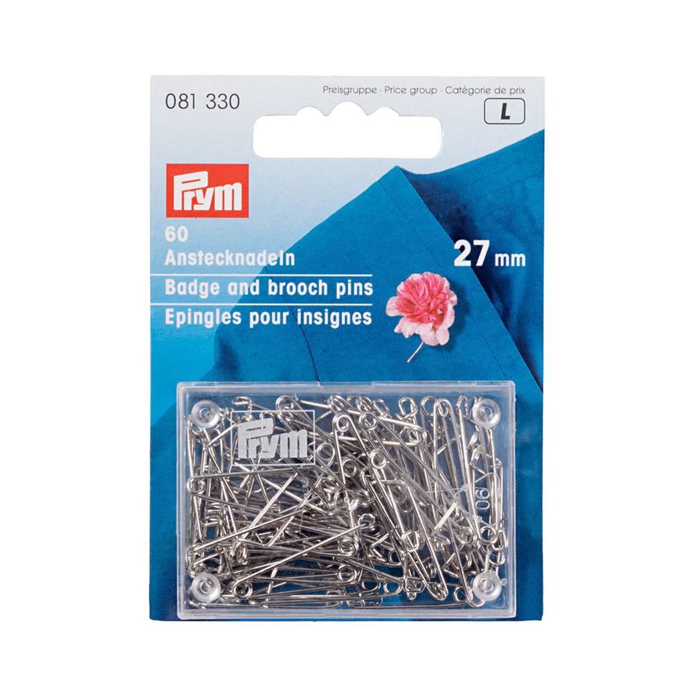 Булавки портновские, железо, 27 мм, откр. вправо, серебристые, Prym