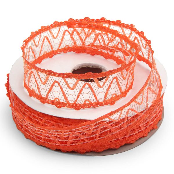 Тесьма отделочная ажурная 38 мм, 25 м, (09 оранжевый)