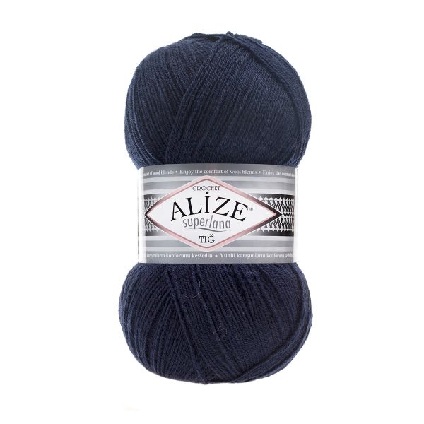 Пряжа Alize (Ализе) Superlana TIG / уп.5 мот. по 100 г, 570м, 058 темно-синий A
