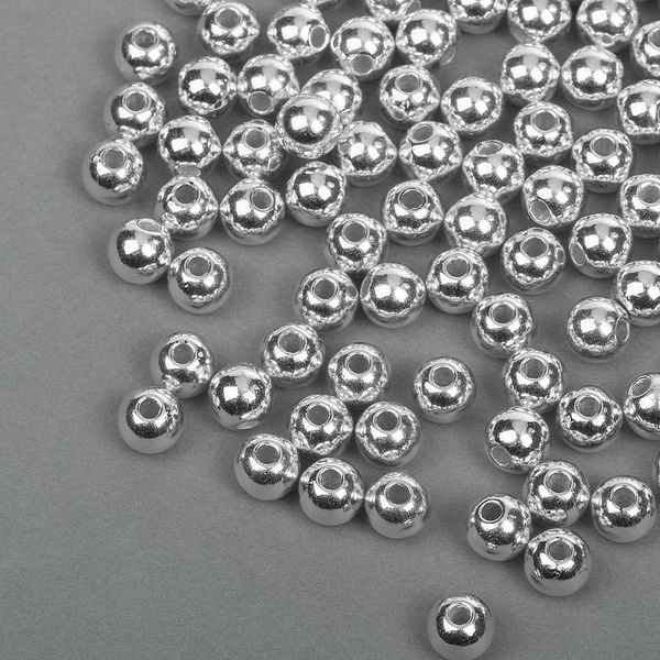 Бусины пластик ⌀8 мм, 500 г, цв.серебро, Magic4Hobby