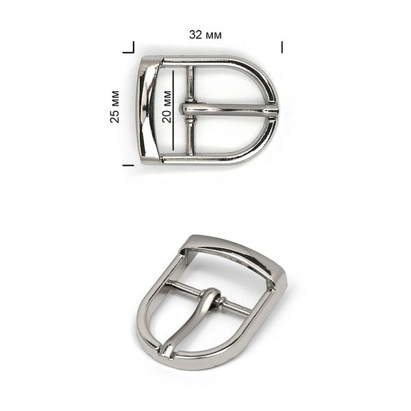 Пряжка ременная металл 32х25 мм, внутр. размер 20 мм, цв. никель уп. 5 шт