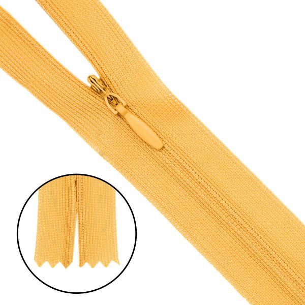 Молния потайная (скрытая) Т3 (3 мм) 1 зам., н/раз., 20 см, нейлон, F112 жёлтый, 10 шт