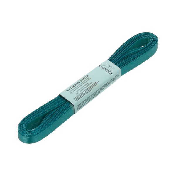 Лента атласная 1-сторонняя 6.0 мм / 10 шт по 5.4 метра, №106 т.зеленый, Gamma AL-6P