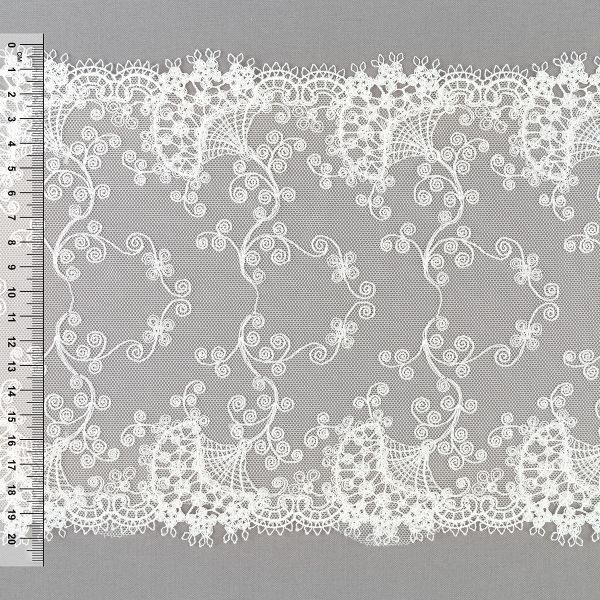 Кружево на сетке широкое 220 мм / 10±0.2 м, Турция, экрю, Gamma GCKM-220-02