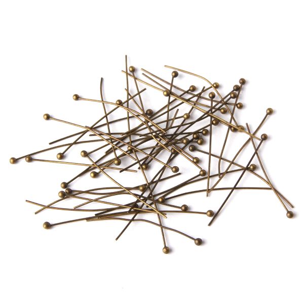 Штифты с шариком 3см, 50 шт в упак, Астра, Латунь