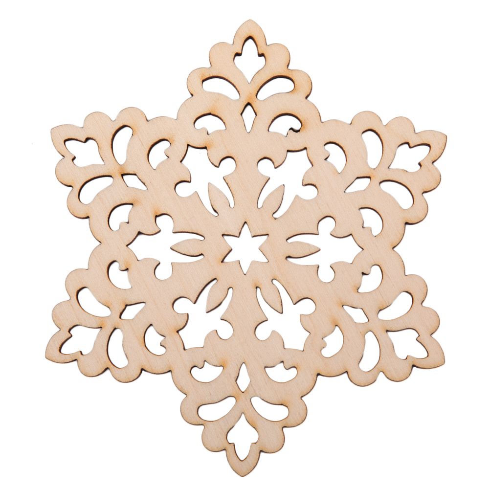 Заготовка из фанеры Подвеска новогодняя, 0.3 см, Снежинка 3, 8х9см, ВД-1201 Mr.Carving