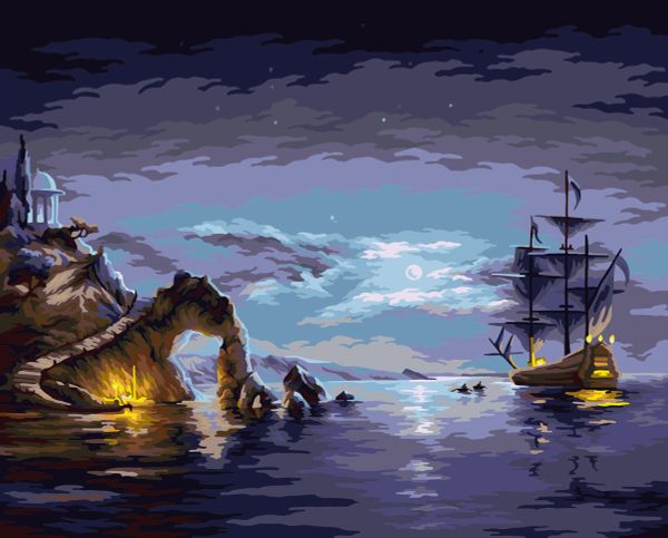 Картина по номерам Фрея, Лунная ночь, 50х40 см