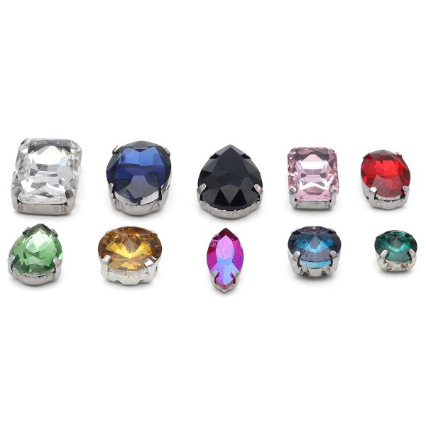 Хрустальные стразы в металлических цапах, форма страз: МИКС, цвет: МИКС, 10 шт/упак Astra&Craft, МФ-0