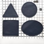 Набор заплаток пришивных из кожи, круг, квадрат, треугольник, овал 6см, с перфорацией, 4 шт (05 темно-синий), 9723