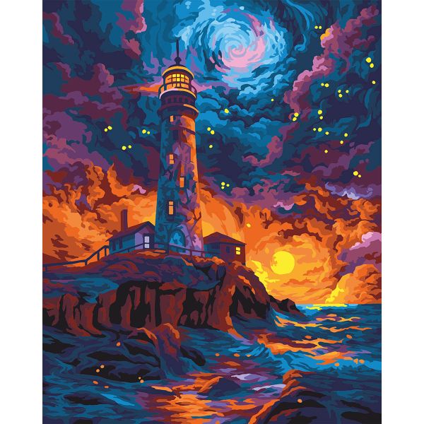 Картина по номерам Glama GLA149, Маяк на закате 40х50 см