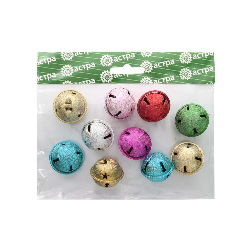 Бубенчики 30 мм, 10 шт, ассорти