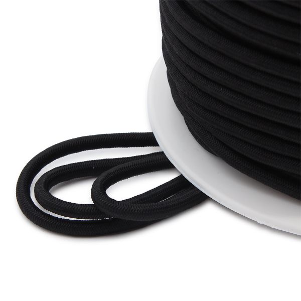 Резинка шляпная (шнур эластичный) ⌀4.0 мм / 100 метров, 14 черный
