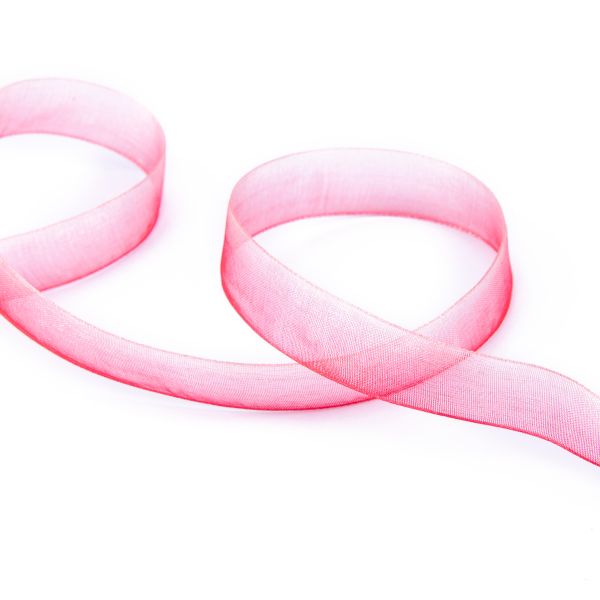 Лента капроновая (органза) двухцветная 15.0 мм / 22.5 метров, 001/035 белый/малиновый (А1-26), Blitz ORP-15