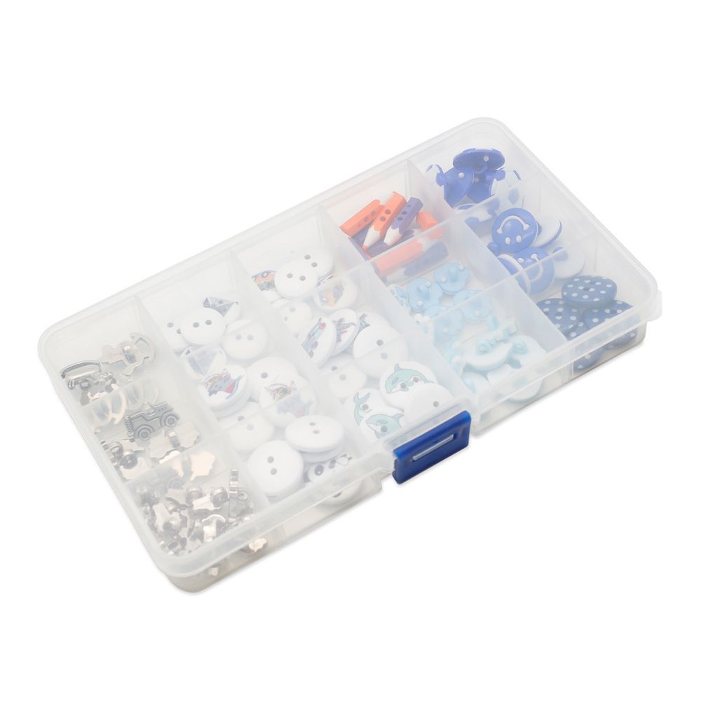 Украшения декоративные пуговицы в контейнере для мальчика, 94 шт
