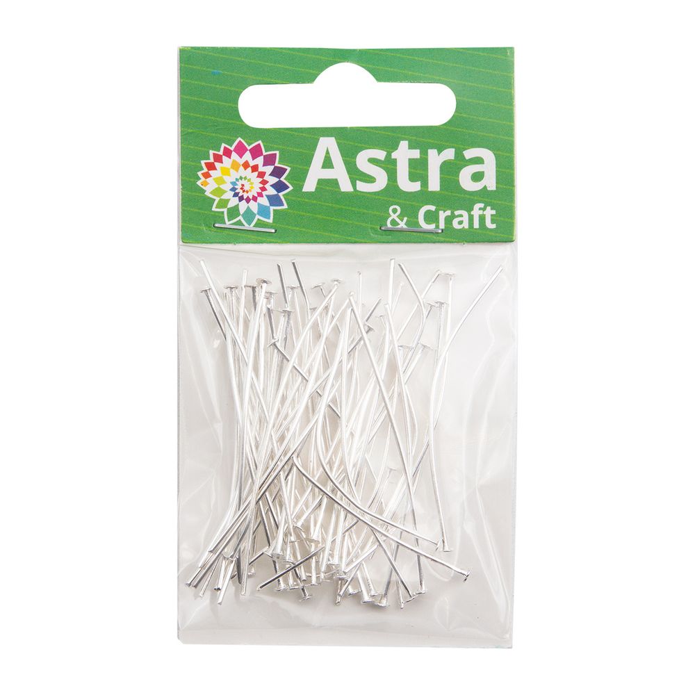 Штифт с плоской головкой 45мм, 50 шт/уп, (серебро)