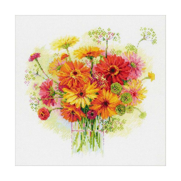Набор для вышивания нитками Риолис, Акварельные герберы, 30х30 см