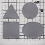 Набор заплаток пришивных из кожи, круг, квадрат, треугольник, овал 6см, с перфорацией, 4 шт (07 серый), 9723