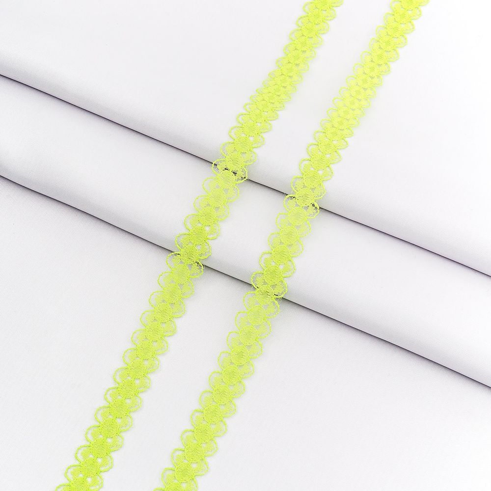 Кружево капроновое 14 мм / 30 метров, 140, 100% п/э, цв. зел.яблоко, 26787